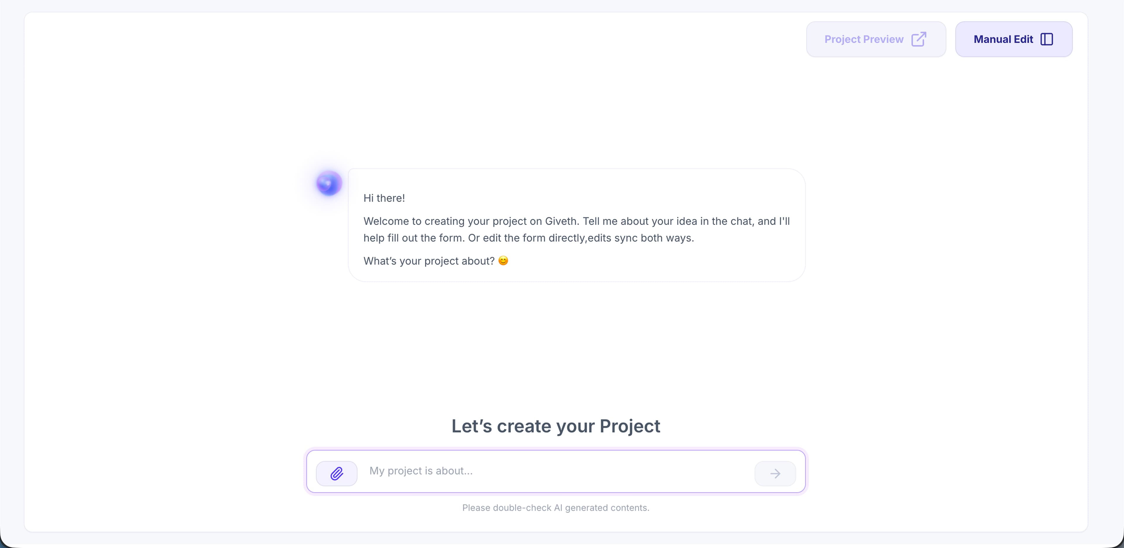 The redesigned AI conversation that extracts project details from natural language
