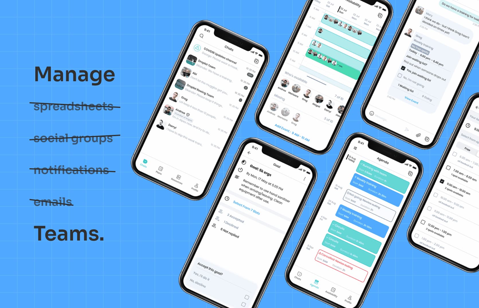 Droplet's scheduling app, running on mobile